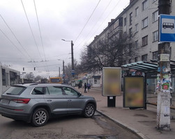 У Житомирі оштрафували водія, який припаркував Skoda просто на зупинці