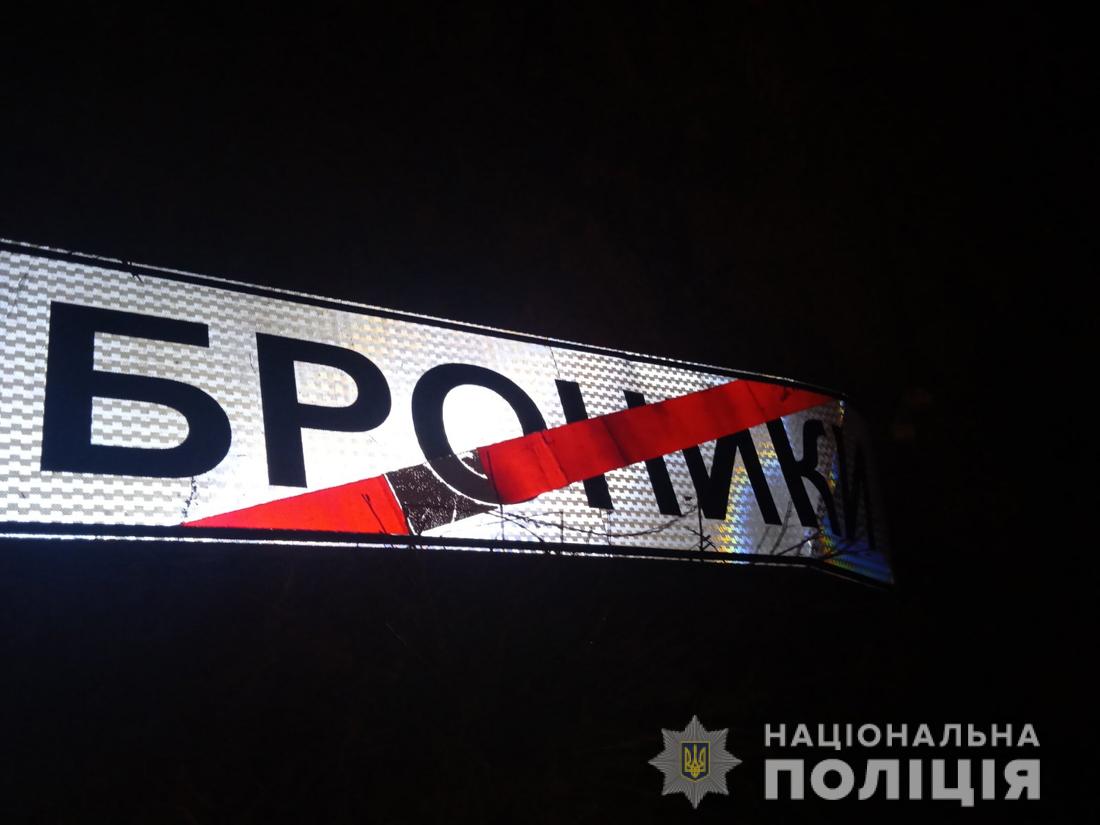 Водії вказали поліції на двох чоловіків, які на трасі у Житомирській області спилювали дорожній знак