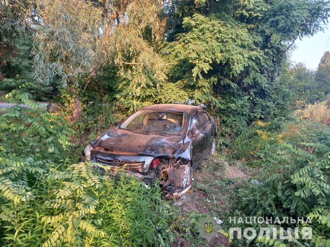 У Житомирській області Toyota злетіла з дороги на узлісся: травми отримали водій і троє пасажирів, серед яких 7-річна дитина