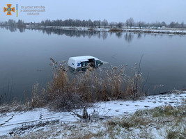 У Житомирській області рятувальники діставали зі ставка Peugeot, водійка якого з’їхала з дороги, щоб не збити собаку
